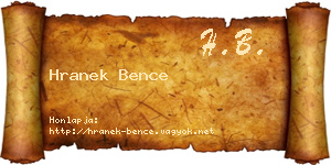 Hranek Bence névjegykártya